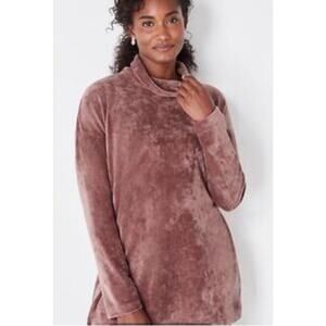 Pure Jill Velvet Rose Cowl Neck Plus 2x Soft Flowy Roomy Top Tunic Shirt